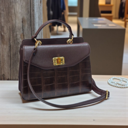 شنطة كتف وحمل يد بنقشة جلد التمساح الفاخرة