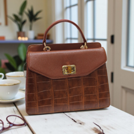 شنطة كتف وحمل يد بنقشة جلد التمساح الفاخرة