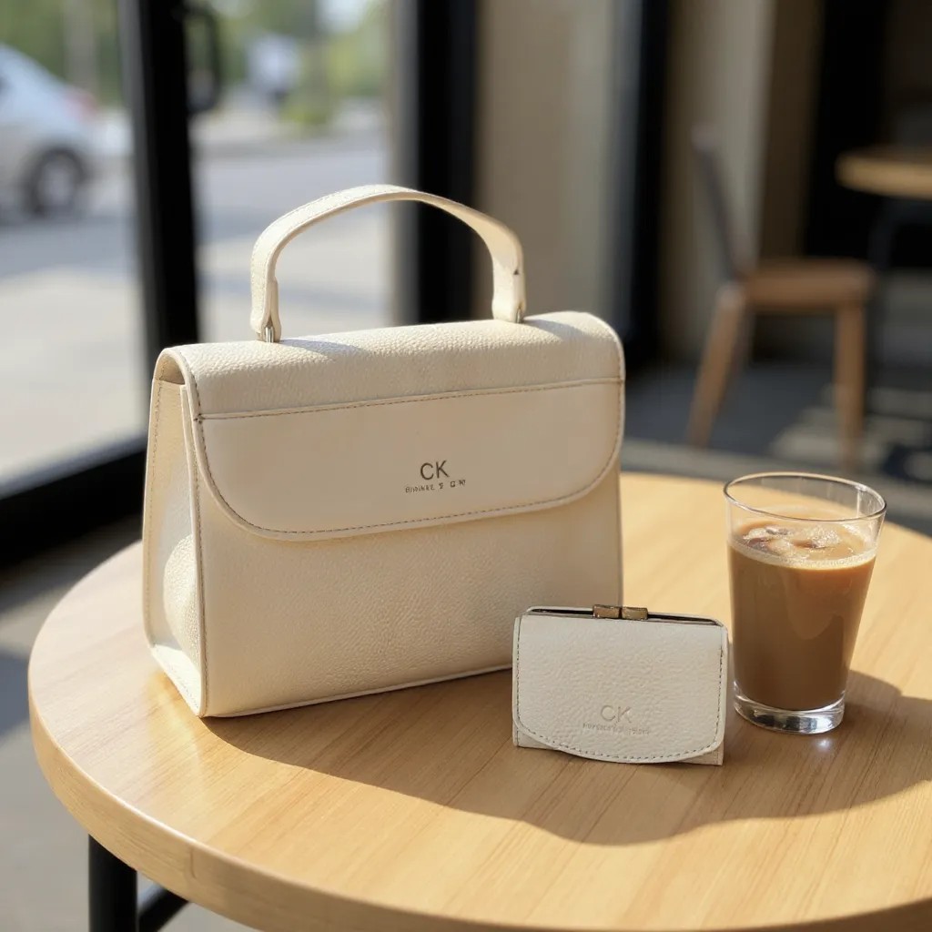 طقم الأناقة المتكامل: شنطة يد وكتف عصرية مع محفظة متناسقة CK - تصميم ثنائي اللون - Image 2