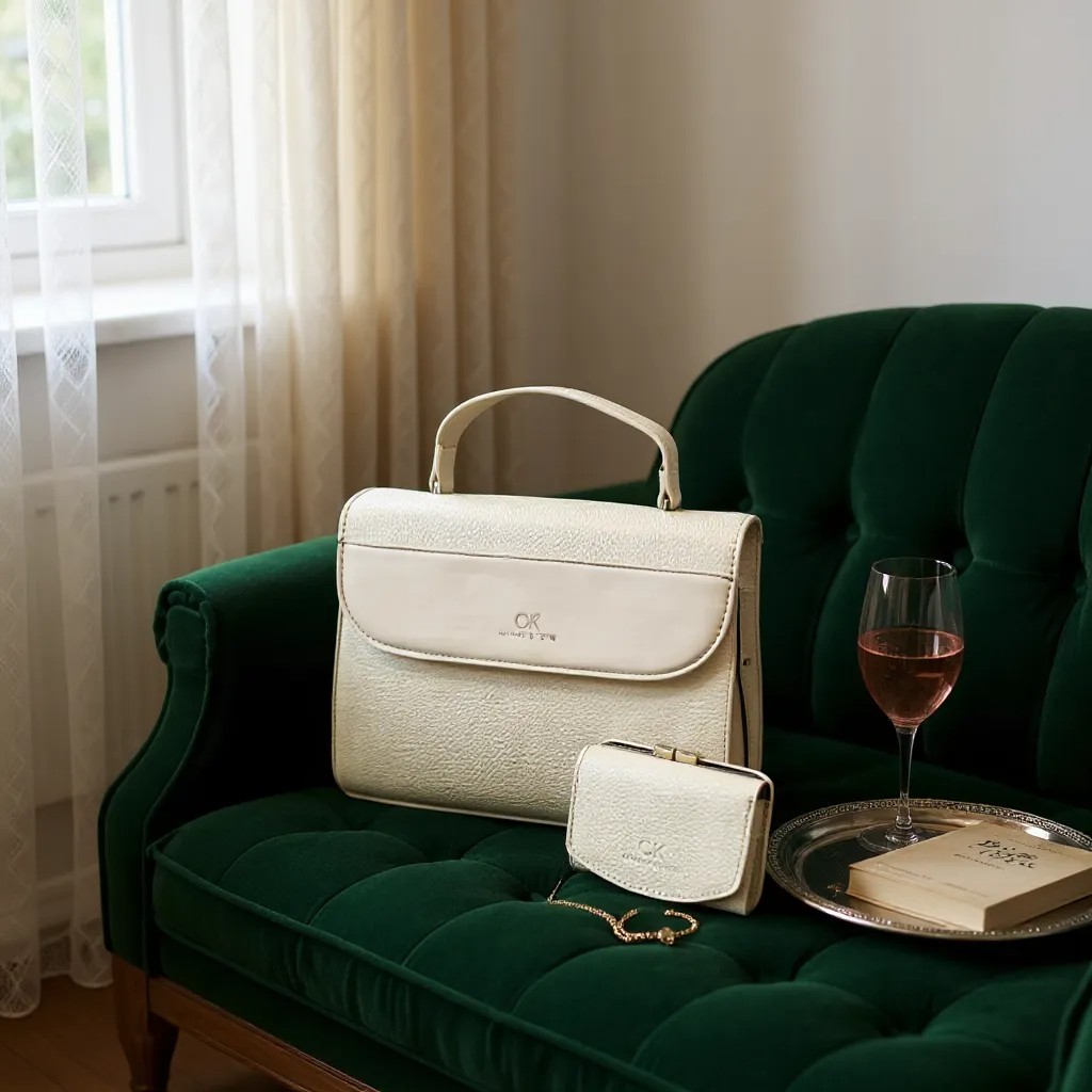 طقم الأناقة المتكامل: شنطة يد وكتف عصرية مع محفظة متناسقة CK - تصميم ثنائي اللون - Image 6