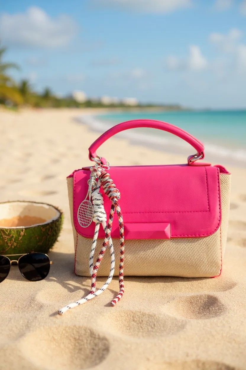 شنطة يد وكتف صغيرة بتصميم كاجوال - مزيج الجلد والكانفاس مع حزام مزخرف - Image 8